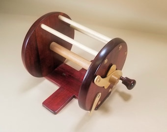 Wooden Fishing Reel Toilet Paper Holder