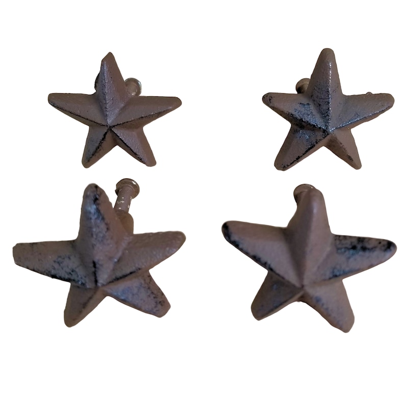 4 Pc Cast Iron Star Knobs With Screws for and Drawer Etsy