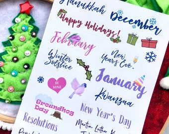 Winter Holiday Stickers | Dot Journal Accessories | Planner Decorations | Happy Holidays