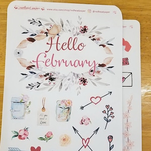 Accesorios decorativos para el Dot Journal de febrero / Pegatinas de San Valentín / Hola febrero / Escritura de cartas / Corazones