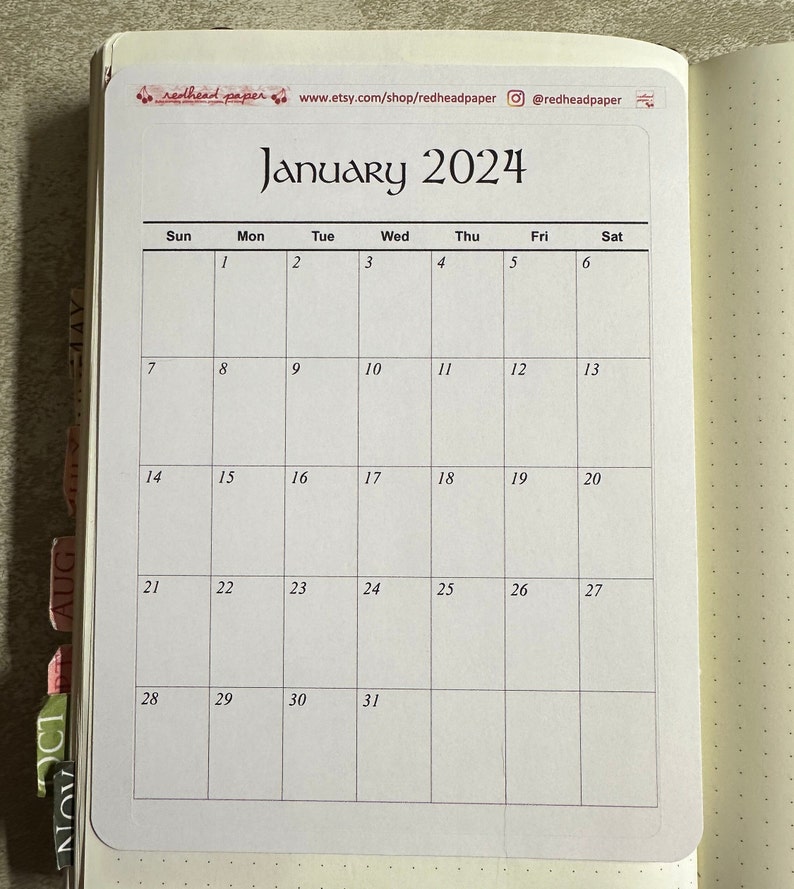 12 Full-page Month Stickers Dot Journal Accessories Monthly Overview Month Calendar 2024 image 2
