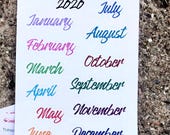 Month Name Stickers | Dot Journal Accessories | Planner Stickers