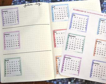 Mini-calendar Dot Journal Stickers 2026 | 2027 | Planner Stickers | Mini months