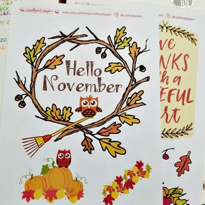 November decorative stickers Dot Journal Accessories Gratitude Stickers Autumn Love Planner Stickers image 2