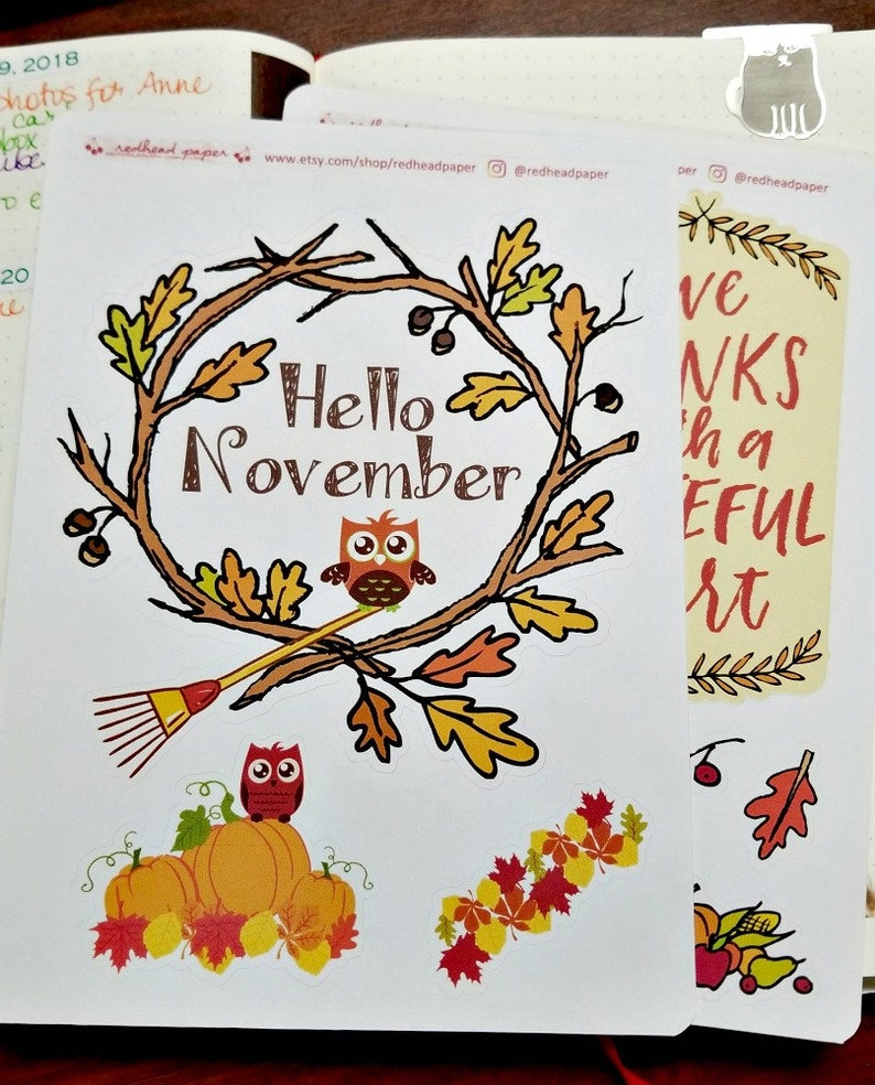 November decorative stickers Dot Journal Accessories Gratitude Stickers Autumn Love Planner Stickers image 2