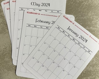 12 Full-page Month Stickers | Dot Journal Accessories | Monthly Overview | Month Calendar | 2024