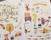September decorative stickers for Dot Journal or scrapbooking | Fall planning