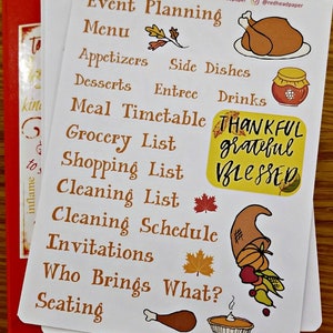 Thanksgiving Planning | Dot Journal Accessories | Thanksgiving Dinner Stickers