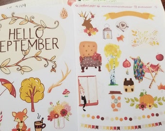 September decorative stickers for Dot Journal or scrapbooking