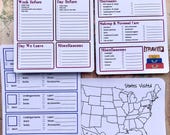 Travel Planning Stickers: Packing List, Itinerary, US States Map