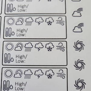 Weather Record Stickers | Dot Journal Accessories | Temperature Tracker