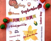 Autumn holiday stickers | Fall Dot Journal Accessories | Planner stickers