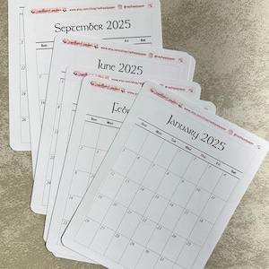 Pegatinas de mes de página completa / Accesorios para diarios de puntos / Resumen mensual / Calendario / 2025