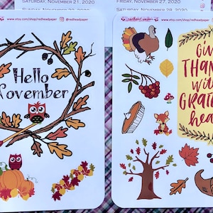 November decorative stickers Dot Journal Accessories Gratitude Stickers Autumn Love Planner Stickers image 1