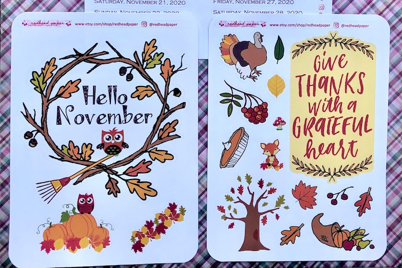 November decorative stickers Dot Journal Accessories Gratitude Stickers Autumn Love Planner Stickers image 1