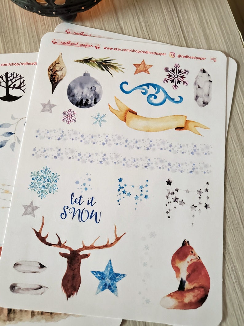 Winter Journaling Stickers Hygge Dot Journal Accessories Planner Stickers Winter Cottagecore image 2