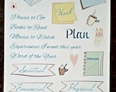 Goal-Setting Stickers: Dot Journal Planner Accessories