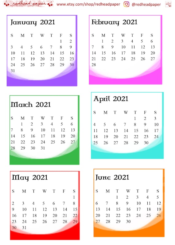 Mini Calendar Bullet Journal Stickers 2021 Etsy