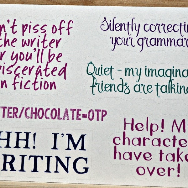 Writing Humor Stickers | Gifts for Writers | Dot Journal Accessories | Writer Jokes