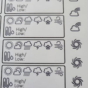 Weather Record Stickers | Dot Journal Accessories | Temperature Tracker