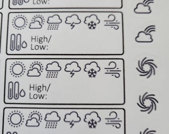 Weather Record Stickers | Dot Journal Accessories | Temperature Tracker