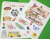 August decorative stickers for Dot Journal or scrapbooking