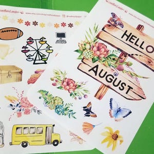 August decorative stickers for Dot Journal or scrapbooking