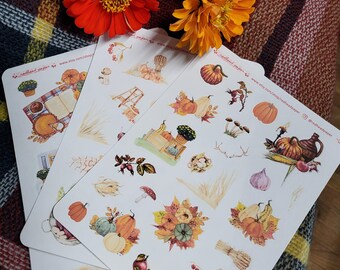 Autumn Journal Sticker Set: Cottagecore Fall Planner Stickers (145 pc.)