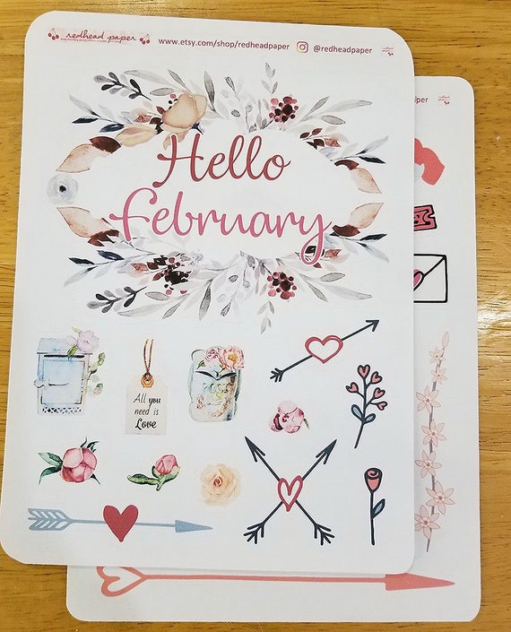 February Decorative Dot Journal Accessories Valentine's Stickers Hello  February Letter-writing Hearts 