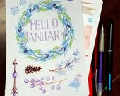 January Decorative Stickers | Hello January | Winter-themed Dot Journal Accessories