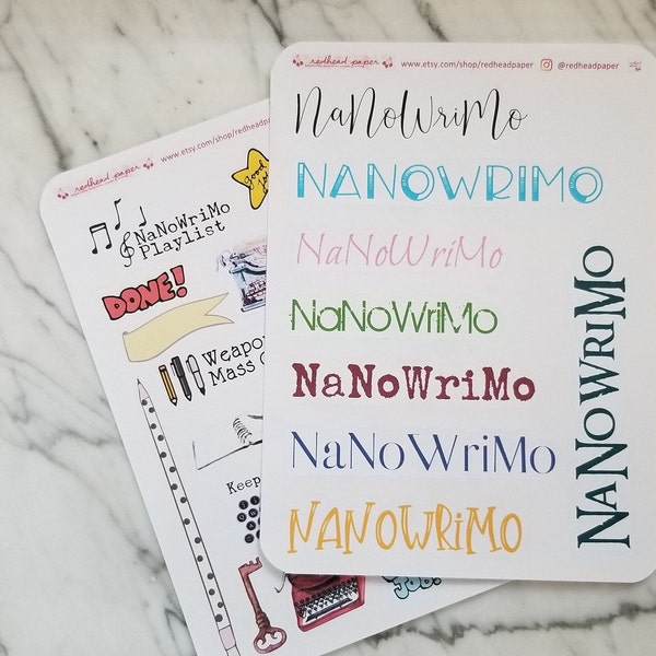 NaNoWriMo Pantser Bundle: Word Count Tracker + Graph + Calendar + NaNoWriMo Fun Stickers | Writer's Notebook | Dot Journal Accessories