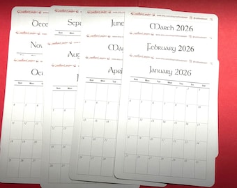 Full-page Month Sticker | Dot Journal Accessories | Monthly Overview | Calendar | 2025 | 2026