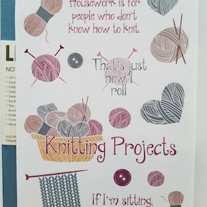 Knitting Fun Stickers for Dot Journals, Planners, Scrapbooks, Letters, Notebooks