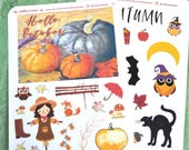 Hello October decorative stickers | Dot Journal Accessories | I Love Autumn | Fall aesthetic stickers