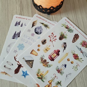 Winter Journaling Stickers Hygge Dot Journal Accessories Planner Stickers Winter Cottagecore image 1