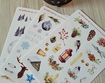 Winter Journaling Stickers | Hygge | Dot Journal Accessories | Planner Stickers | Winter Cottagecore