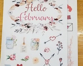February decorative Dot Journal accessories | Valentine's Stickers | Hello February | Letter-Writing | Hearts