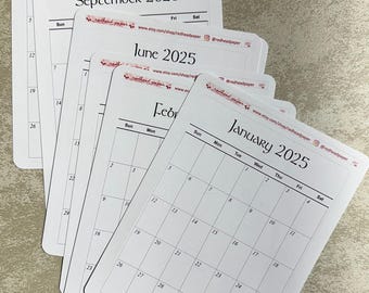 12 Full-page Month Stickers | Dot Journal Accessories | Monthly Overview | Month Calendar | 2025 | 2026