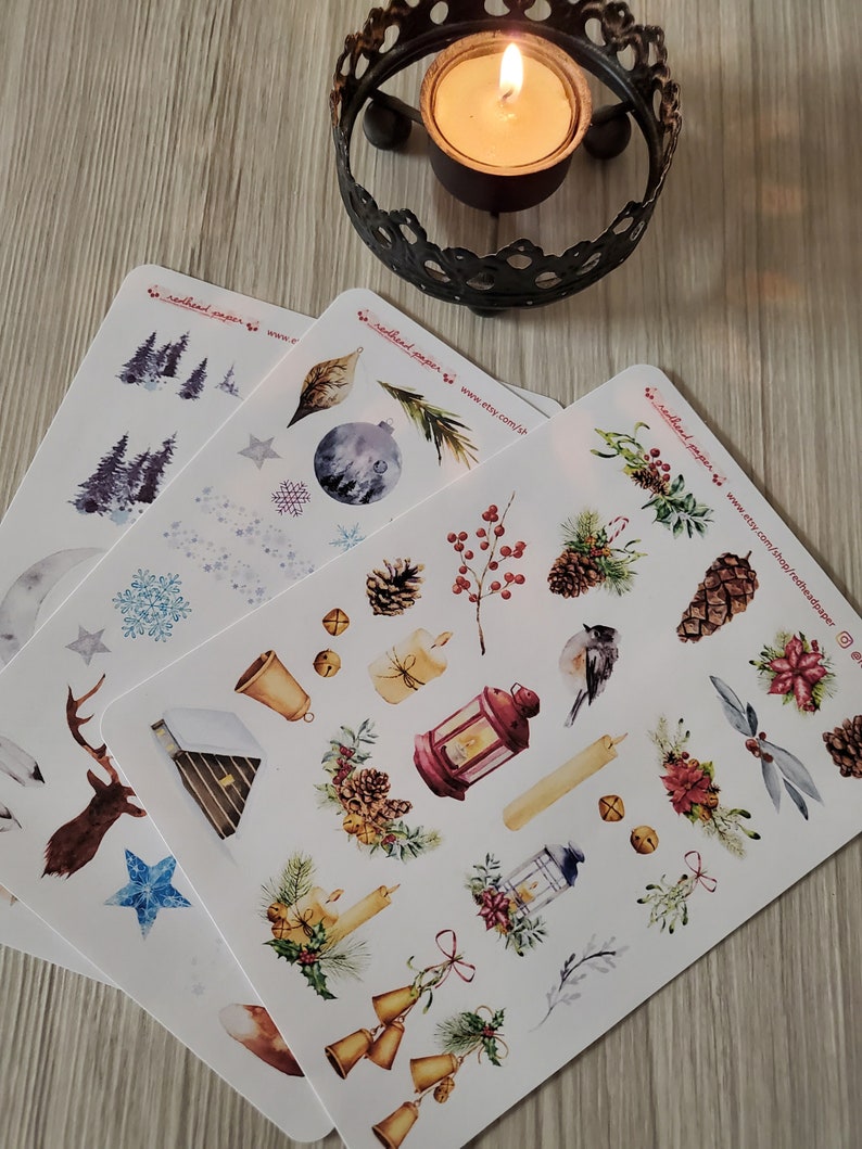 Winter Journaling Stickers Hygge Dot Journal Accessories Planner Stickers Winter Cottagecore image 7
