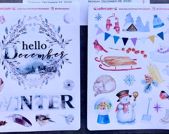 Dezember Planer Dekorationen | |Dot Journal Accessoires | Saisonale Aufkleber | Schnee Sticker | Ich liebe den Winter