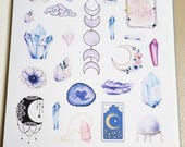 Celestial-Themed Stickers for Dot Journals and Planners (stars, moon phases, crystals)