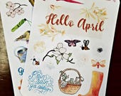 April decorative stickers for Dot Journal or scrapbooking