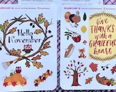 November decorative stickers | Dot Journal Accessories | Gratitude Stickers | Fall Love Planner Stickers