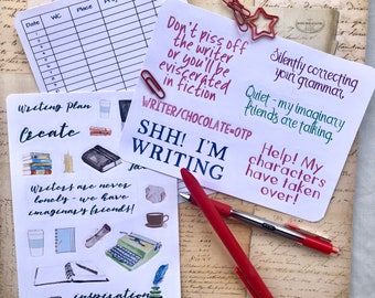 Writing Stickers BUNDLE | Dot Journal Accessories | Writers Notebook | Novel Planning | Word Count Tracking
