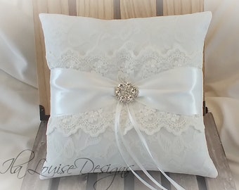 Ring Bearer Pillow, Lace Ring Bearer Pillow, White Ring Bearer Pillow, Lace Ring Bearer Pillow, Ivory Ring Pillow