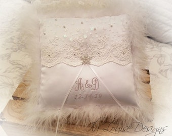 Snowflake Wedding Ring Bearer Pillow And Flower Girl Basket Etsy
