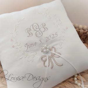 Embroidered Ring Bearer Pillow, Ring Bearer Pillow, Monogrammed Ring Bearer Pillow, Personalized Ring Bearer Pillow, Ivory Pillow