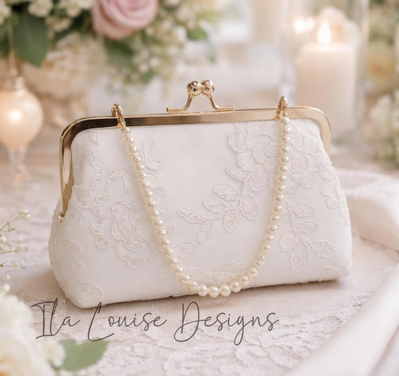 White Bridal Clutch, White Satin Bridal Clutch, White Bridal Purse