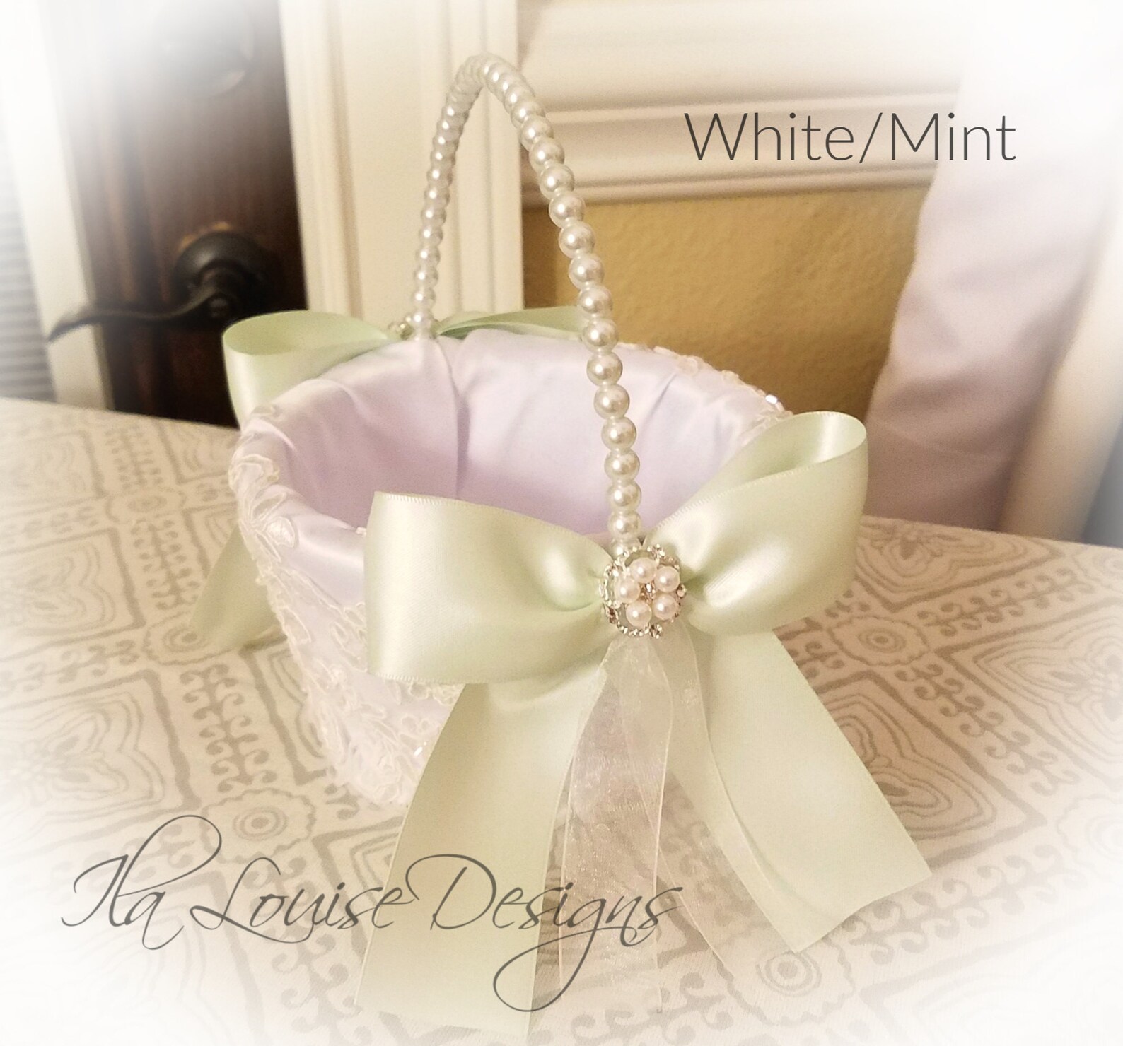 Beaded Flower Girl Basket Lace Flower Girl Basket Flower Etsy