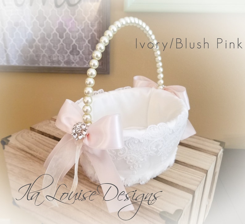 Flower Girl Basket 8 Flower Girl Basket Lace Flower Etsy